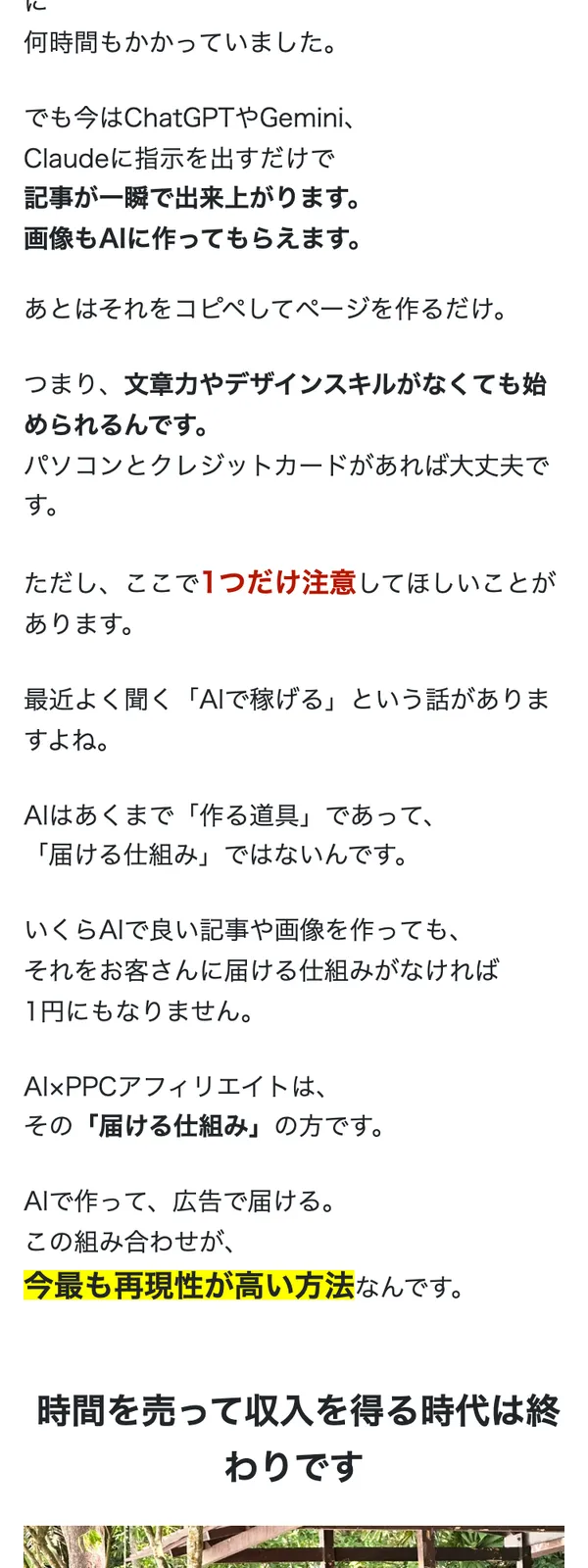 坂本桃太郎の広告ページ。文章力やデザインスキルがなくても始められる、パソコンとクレジットカードがあれば大丈夫ですと書かれている
